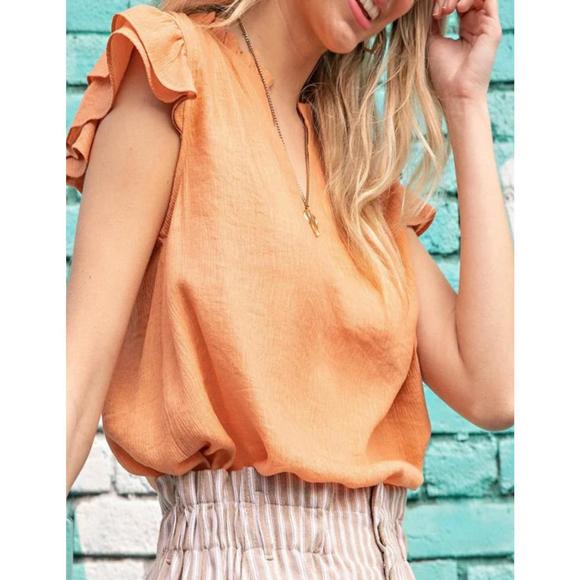 Kori Scalloped Ruffle Sleeve Top